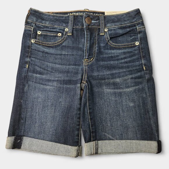 American Eagle Women's Next Level Stretch Skinny Bermuda Shorts 4 Preppy NWT - Picture 1 of 12